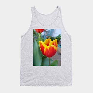 Red Tulip Flower - With Yellow Edges Tank Top